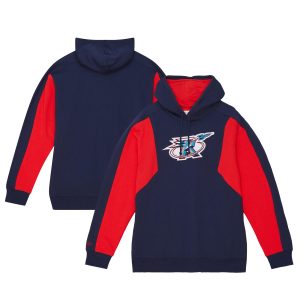 Mitchell & Ness Houston Rockets Navy Color Block 2.0 Trendy Fleece Pullover Hoodie