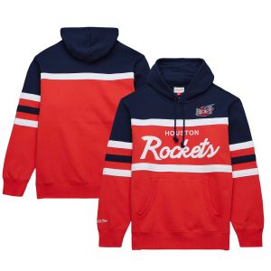 Mitchell & Ness Houston Rockets Red/Navy Head Coach Pullover Hoodie Premium