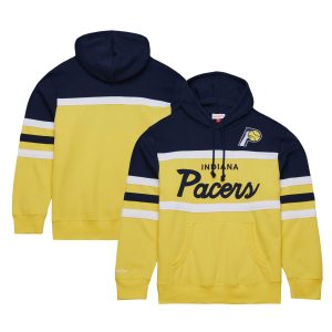 Mitchell & Eye - catching Ness Indiana Pacers Navy/Gold Head Coach Pullover Hoodie