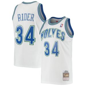 Mitchell & Ness Isaiah Rider Minnesota Timberwolves White Eye - catching 1995/96 Hardwood Classics Swingman Jersey