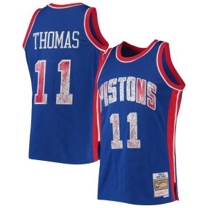 Mitchell & Ness Isiah Thomas Detroit Fabulous Pistons Blue 1988/89 Hardwood Classics NBA 75th Anniversary Diamond Swingman Jersey