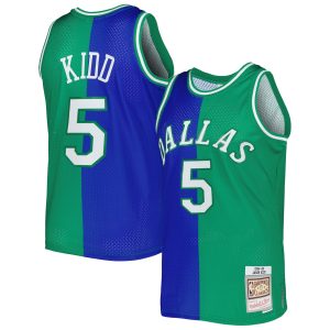 Mitchell & Ness Jason Kidd Dallas Mavericks Blue/Green Trendy Hardwood Classics 1994/95 Split Swingman Jersey