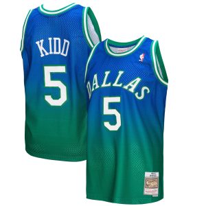 Mitchell & Ness Jason Kidd Dallas Mavericks Green/Navy 1994/95 Hardwood Classics Eye - catching Fadeaway Swingman Player Jersey