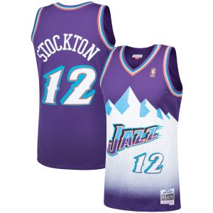 Mitchell & Ness John Stockton Utah Trendy Jazz Purple Hardwood Classics Swingman Jersey