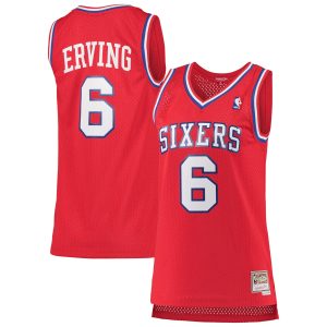 Mitchell & Ness Julius Erving Philadelphia Elegant 76ers Women's Red 1982/83 Hardwood Classics Swingman Jersey