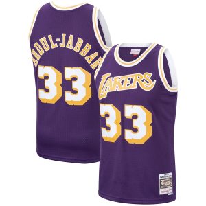Mitchell & Ness Kareem Abdul Jabbar Los Angeles Lakers Purple Hardwood Classics Swingman Stylish Jersey