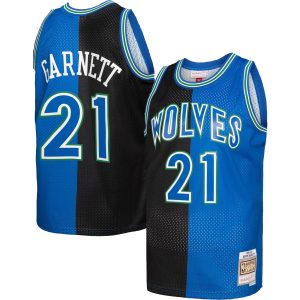 Mitchell & Ness Kevin Garnett Minnesota Timberwolves Black/Blue Hardwood Classics Premium 1995/96 Split Swingman Jersey