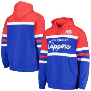 Mitchell & Ness LA Clippers Royal/Red Stylish Head Coach Pullover Hoodie