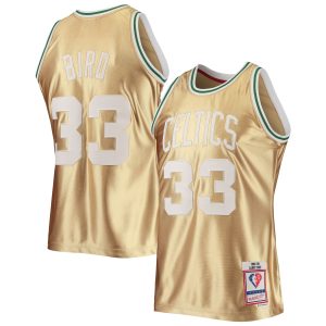 Mitchell & Ness Larry Bird Boston Celtics Gold 75th Anniversary 1985/86 Hardwood Unique Classics Swingman Jersey