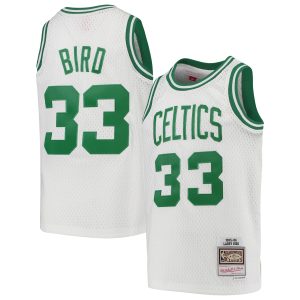 Mitchell & Ness Larry Bird Boston Celtics Youth White 1985 86 Hardwood Classics Swingman Unique Throwback Jersey