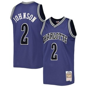 Mitchell & Ness Larry Johnson Charlotte Hornets Purple 1994/95 Hardwood Classics Off Court Stylish Swingman Jersey