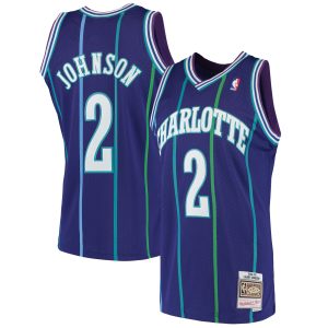 Mitchell & Ness Larry Johnson Charlotte Hornets Unique Purple 1994/95 Hardwood Classics Swingman Jersey