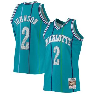 Mitchell & Ness Larry Johnson Charlotte Hornets Teal 1996/97 Hardwood Trendy Classics NBA 75th Anniversary Diamond Swingman Jersey