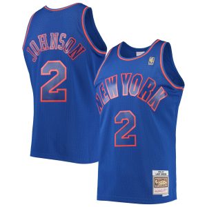 Mitchell & Ness Larry Johnson New York Knicks Blue 1996/97 Hardwood Classics Swingman Stylish Jersey