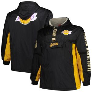Mitchell & Ness Los Angeles Lakers Black Big & Tall Hardwood Classics Team OG 2.0 Fabulous Anorak Hoodie Quarter Zip Windbreaker Jacket