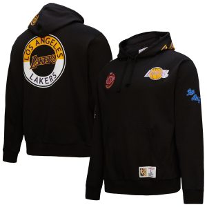 Mitchell & Ness Los Angeles Lakers Black Hardwood Classics Blackout Trendy Collection Pullover Hoodie