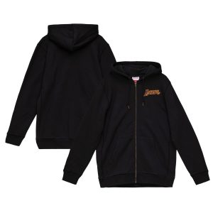 Mitchell & Elegant Ness Los Angeles Lakers Black Heavyweight Fleece Full Zip Hoodie