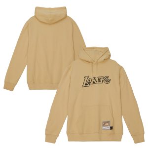 Mitchell & Ness Los Angeles Lakers Khaki Hardwood Classics Premium Pullover Hoodie