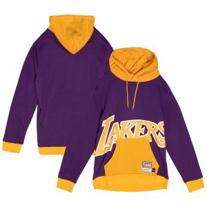 Mitchell & Ness Los Angeles Lakers Purple Hardwood Classics Big Face 5.0 Pullover Hoodie Unique