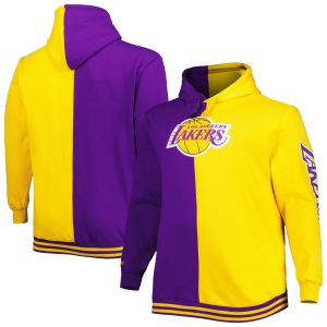 Mitchell & Ness Los Unique Angeles Lakers Purple/Gold Big & Tall Hardwood Classics Split Pullover Hoodie