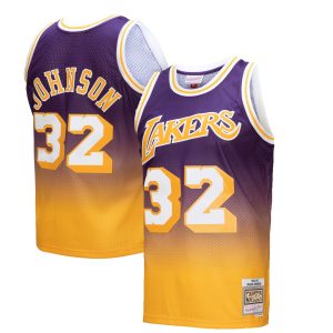 Mitchell & Elegant Ness Magic Johnson Los Angeles Lakers Gold/Purple 1984/85 Hardwood Classics Fadeaway Swingman Player Jersey