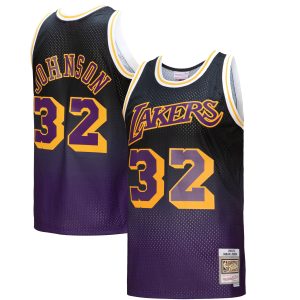 Mitchell & Ness Magic Johnson Los Angeles Premium Lakers Purple/Black 1984/85 Hardwood Classics Fadeaway Swingman Player Jersey
