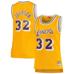 Mitchell & Ness Stylish Magic Johnson Los Angeles Lakers Women's Gold 1984/85 Hardwood Classics Swingman Jersey