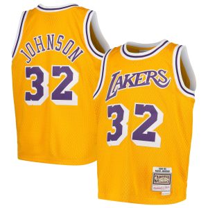Mitchell & Ness Magic Johnson Chic Los Angeles Lakers Youth Gold Swingman Throwback Jersey