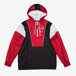Mitchell & Ness Miami Heat Black 1997/98 Hardwood Classics Highlight Reel Pullover Premium Windbreaker Jacket