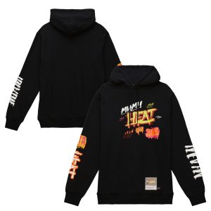 Mitchell & Ness Miami Heat Black Hardwood Classics Slap Gorgeous Sticker Pullover Hoodie