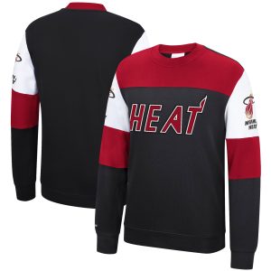 Mitchell Gorgeous & Ness Miami Heat Black Perfect Season Fleece Pullover Sweatshirt