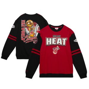 Mitchell & Ness Miami Heat Red All Over Pullover Sweatshirt Gorgeous
