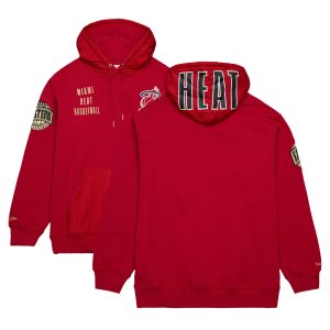 Mitchell & Ness Miami Heat Red Team Stylish OG 2.0 Vintage Logo Fleece Pullover Hoodie