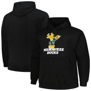 Mitchell & Ness Milwaukee Bucks Black Hardwood Classics Big Chic & Tall Pullover Hoodie