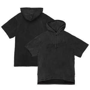 Mitchell & Ness Milwaukee Bucks Black Hardwood Classics Lightweight Fleece Chic Short Sleeve Pullover Hoodie