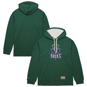 Mitchell & Ness Milwaukee Bucks Green Hardwood Classics Lightweight Premium Thermal Pullover Hoodie