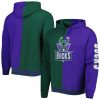 Mitchell & Ness Elegant Milwaukee Bucks Green/Purple Hardwood Classics Split Pullover Hoodie