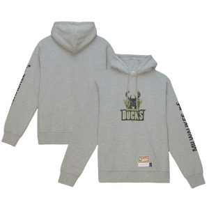 Mitchell & Ness Milwaukee Chic Bucks Heather Gray Hardwood Classics Ghost Camo Pullover Hoodie