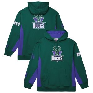 Mitchell & Ness Milwaukee Stylish Bucks Hunter Green Hardwood Classics Team Origins Fleece Pullover Hoodie