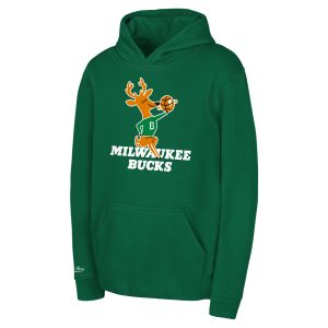 Mitchell & Gorgeous Ness Milwaukee Bucks Preschool Green Retro Logo Pullover Hoodie