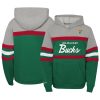 Mitchell & Ness Milwaukee Bucks Youth Green/Heather Gray Hardwood Classics Head Coach Elegant Pullover Hoodie