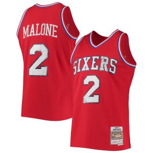 Mitchell & Ness Moses Malone Philadelphia 76ers Eye - catching Red 1982/83 Hardwood Classics NBA 75th Anniversary Diamond Swingman Jersey