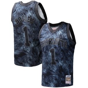 Mitchell & Ness Unique Muggsy Bogues Charlotte Hornets Black Hardwood Classics 1992/93 Tie Dye Swingman Jersey