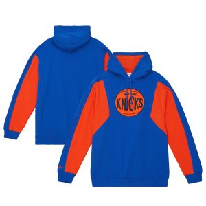 Mitchell & Ness Elegant New York Knicks Blue Color Block 2.0 Fleece Pullover Hoodie