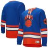 Mitchell & Ness New York Knicks Blue Hardwood Elegant Classics Heritage Lace Up Pullover Sweatshirt