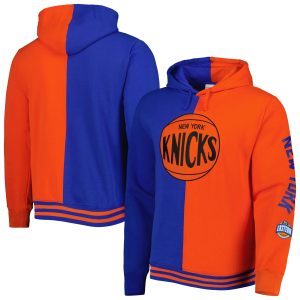 Mitchell & Ness New York Knicks Blue/Orange Big & Tall Hardwood Classics Split Pullover Hoodie Stylish