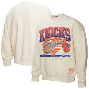 Mitchell & Ness New York Knicks Women's Cream Brush Bucket Pullover Fabulous Sweatshirt