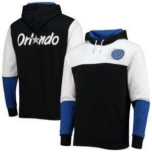 Mitchell & Ness Orlando Magic Black Hardwood Classics Fusion 2.0 Colorblock Trendy Pullover Hoodie