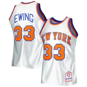 Mitchell & Ness Patrick Ewing New York Knicks Platinum Chic 1985/86 Hardwood Classics 75th Anniversary Swingman Jersey