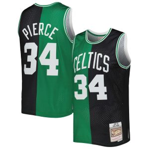 Mitchell & Ness Paul Pierce Boston Celtics Premium Black/Kelly Green Hardwood Classics 2007/08 Split Swingman Jersey